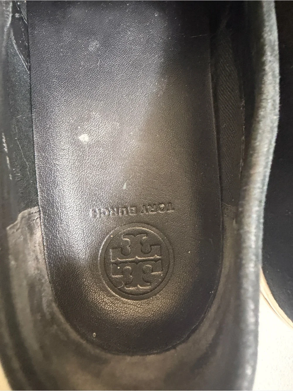 Tory Burch Jesse Black Suede Leather Slip-On Sneakers Size 5.5